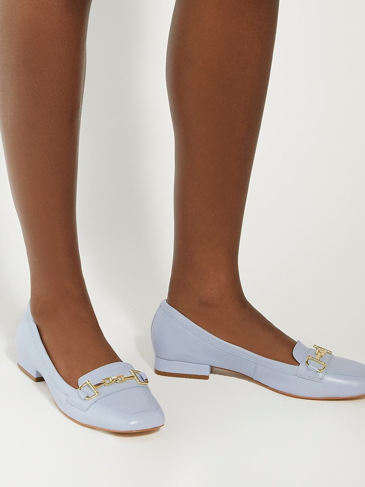 Dune London Blue Graice Low Block Square Toe Loafers - Image 1 of 6