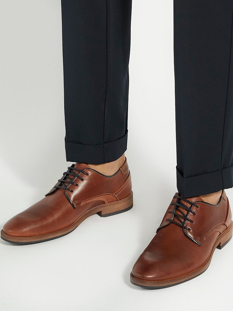 Dune London Brown Bridon Piped Gibson Casual Shoes - Image 1 of 6