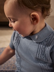 Blue Knitted Top and Short Baby Set (0mths-2yrs) - Image 14 of 16
