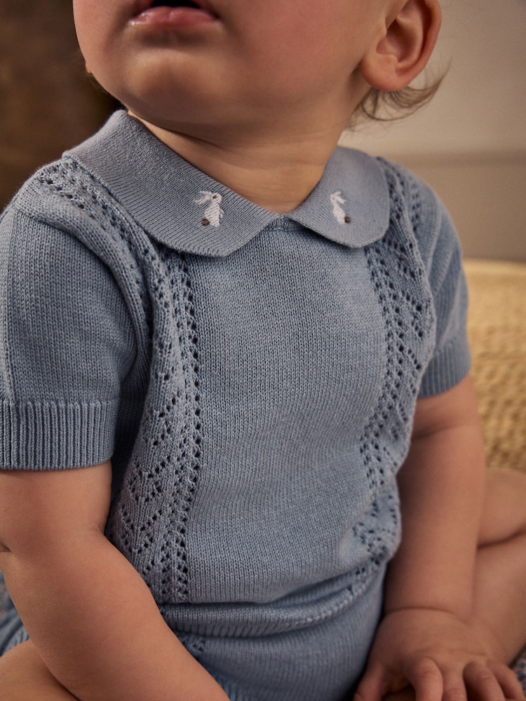 Blue Knitted Top and Short Baby Set (0mths-2yrs) - Image 16 of 16