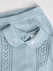Blue Knitted Top and Short Baby Set (0mths-2yrs) - Image 8 of 16