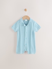 Blue Baby Knitted 100% Cotton Romper (0mths-3yrs) - Image 1 of 5