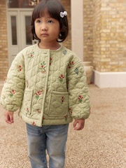 Green 100% Cotton Quilted Jacket (3mths-7yrs) - Image 1 of 7