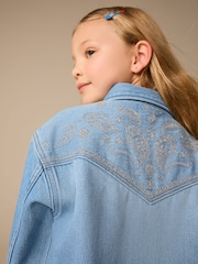 Blue Embroidered Denim Shirt Dress (3-16yrs) - Image 4 of 8