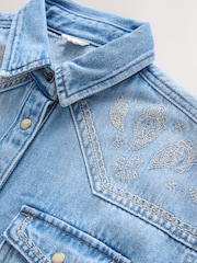 Blue Embroidered Denim Shirt Dress (3-16yrs) - Image 7 of 8