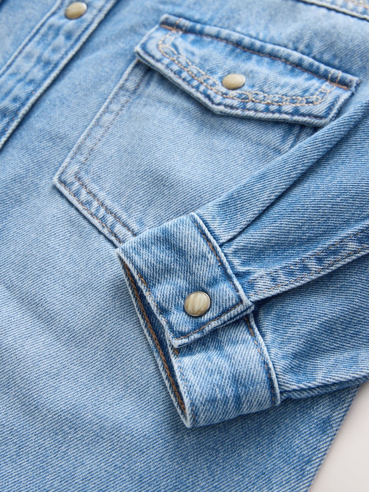 Blue Embroidered Denim Shirt Dress (3-16yrs) - Image 8 of 8
