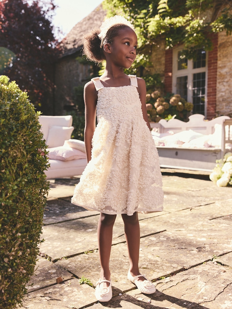 Cream 3D Floral Flower Girl Dress (3-16yrs) - Image 1 of 4