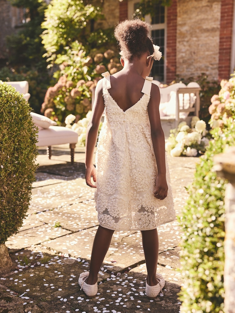 Cream 3D Floral Flower Girl Dress (3-16yrs) - Image 2 of 4