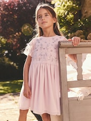 Lilac Purple Sequin Embellished Mesh Dress (3-16yrs) - Image 1 of 4