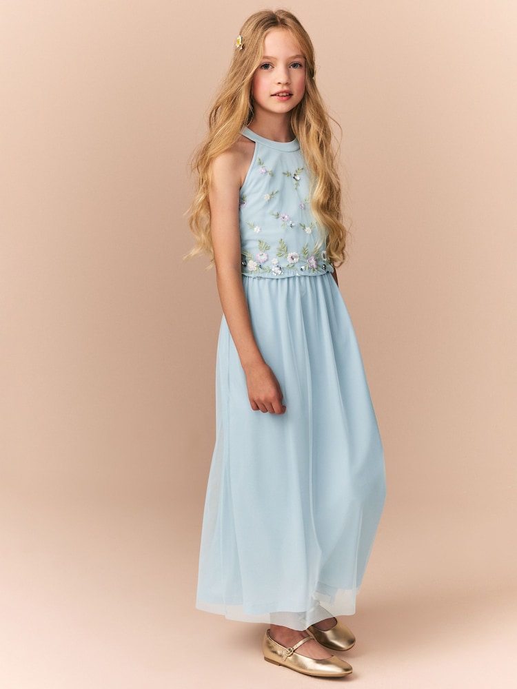 Pale Blue Embellished Occasion Dress (6-16yrs) - Image 2 of 9