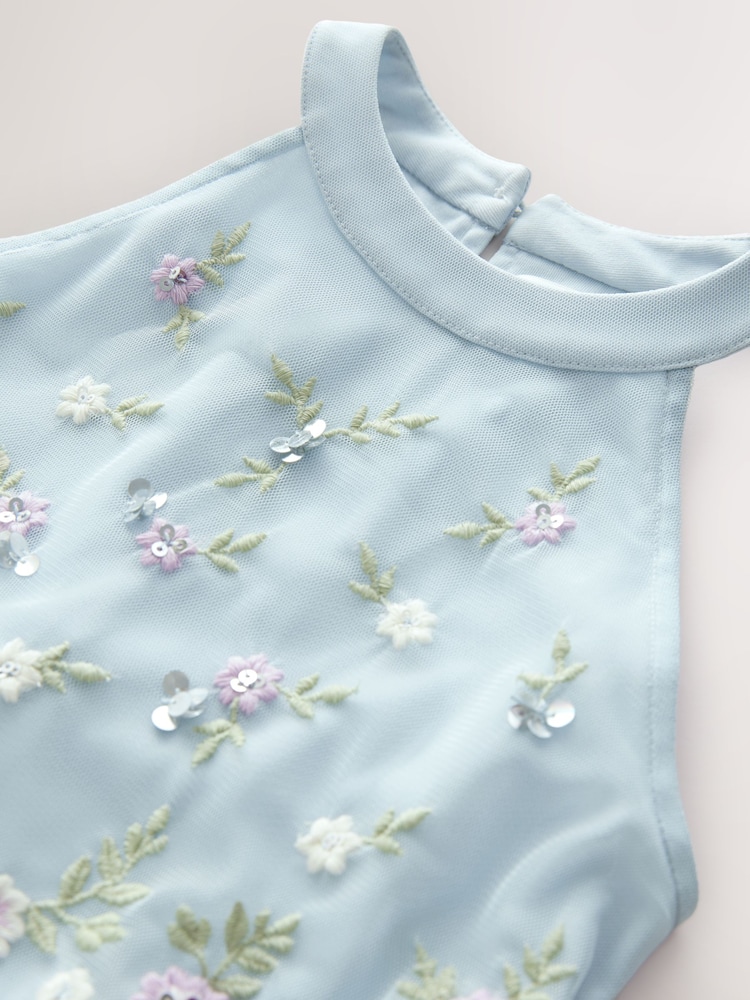 Pale Blue Embellished Occasion Dress (6-16yrs) - Image 9 of 9