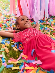 Bright Pink Sequin Embellished Mesh Dress (3-16yrs) - Image 4 of 8