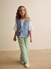 Green/Blue Quilted Waistcoat, T-Shirt, And Trousers Set (3-16yrs) - Image 1 of 10