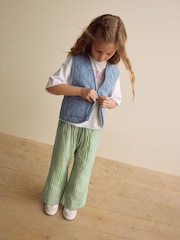 Green/Blue Quilted Waistcoat, T-Shirt, And Trousers Set (3-16yrs) - Image 2 of 10