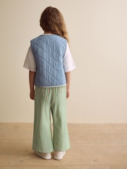 Green/Blue Quilted Waistcoat, T-Shirt, And Trousers Set (3-16yrs) - Image 3 of 10