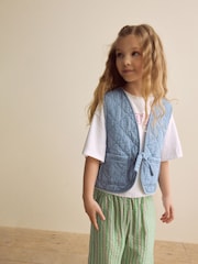 Green/Blue Quilted Waistcoat, T-Shirt, And Trousers Set (3-16yrs) - Image 4 of 10