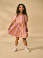 Orange/Pink Stripe Button Dress (3-16yrs) - Image 1 of 7