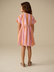 Orange/Pink Stripe Button Dress (3-16yrs) - Image 2 of 7