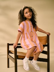 Orange/Pink Stripe Button Dress (3-16yrs) - Image 5 of 7