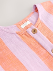 Orange/Pink Stripe Button Dress (3-16yrs) - Image 8 of 9