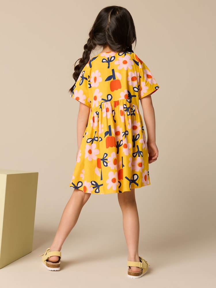Yellow Flower Print Button Dress (3-16yrs) - Image 2 of 8