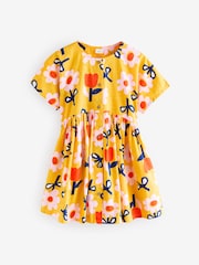Yellow Flower Print Button Dress (3-16yrs) - Image 5 of 8