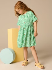 Green Ditsy Button Summer Dress (3-16yrs) - Image 1 of 7