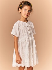 Cream Flower Embroidered Dress (3-16yrs) - Image 1 of 9