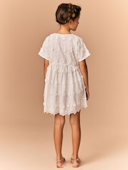 Cream Flower Embroidered Dress (3-16yrs) - Image 2 of 9