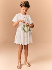 Cream Flower Embroidered Dress (3-16yrs) - Image 3 of 9