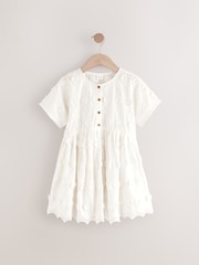 Cream Flower Embroidered Dress (3-16yrs) - Image 7 of 9
