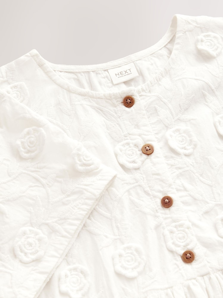 Cream Flower Embroidered Dress (3-16yrs) - Image 9 of 9