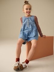 Blue Denim 100% Cotton Playsuit (3-16yrs) - Image 3 of 7