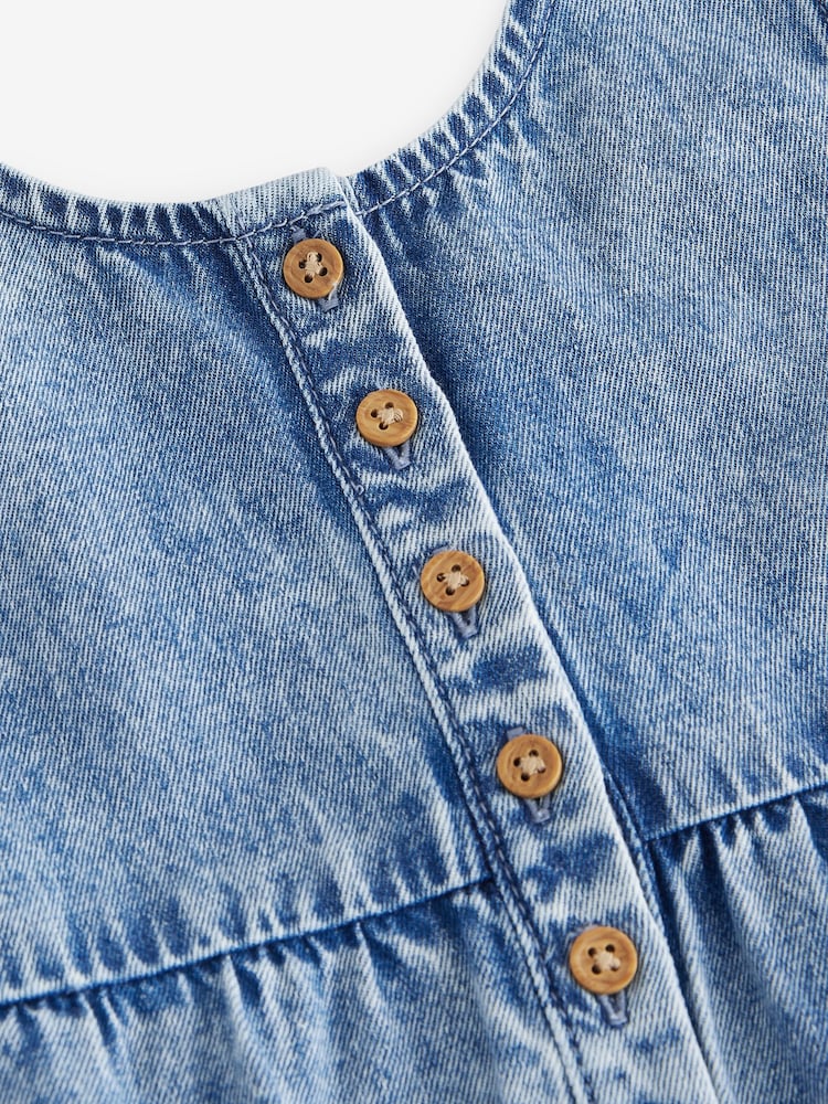 Blue Denim 100% Cotton Playsuit (3-16yrs) - Image 7 of 7