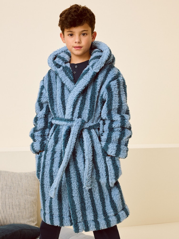 Gestreift, Blau - Fleece-Bademantel (9 Monate bis 16 Jahre) - Bild 1 von 8 Gestreift, Blau - Fleece-Bademantel (9 Monate bis 16 Jahre) - Bild 1 von 8