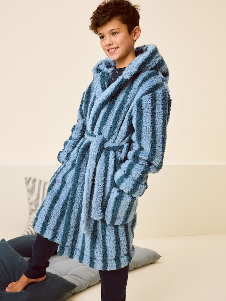 Gestreift, Blau - Fleece-Bademantel (9 Monate bis 16 Jahre) - Bild 2 von 8 Gestreift, Blau - Fleece-Bademantel (9 Monate bis 16 Jahre) - Bild 2 von 8