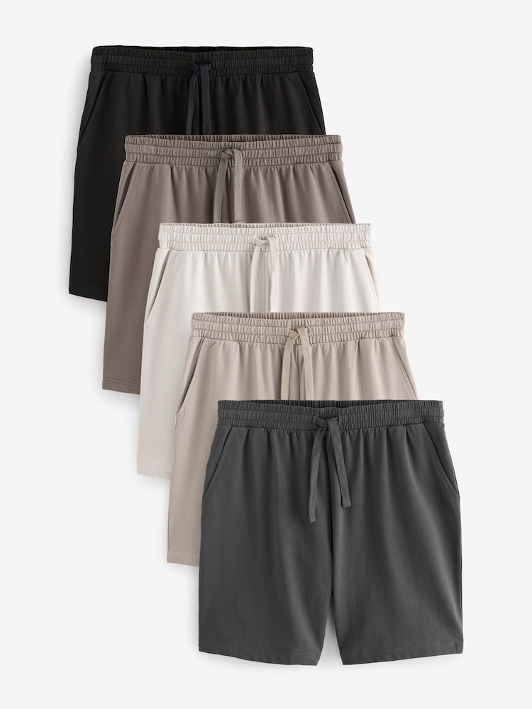 Neutral/Grey Regular Fit Lightweight Shorts 5 Pack - Image 1 of 18