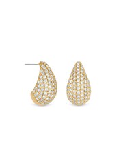 Mood Gold Tone Crystal Dome Hoop Earrings - Image 1 of 3