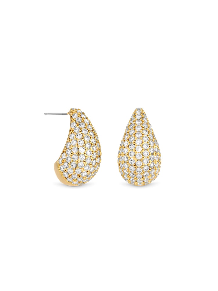 Mood Gold Tone Crystal Dome Hoop Earrings - Image 1 of 3
