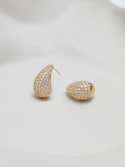 Mood Gold Tone Crystal Dome Hoop Earrings - Image 2 of 3