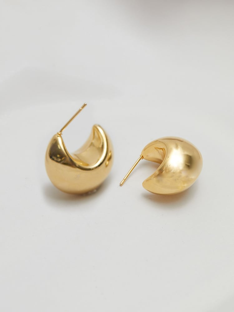 Mood Gold Tone Polished Dome Hoop Earrings - Image 1 of 2