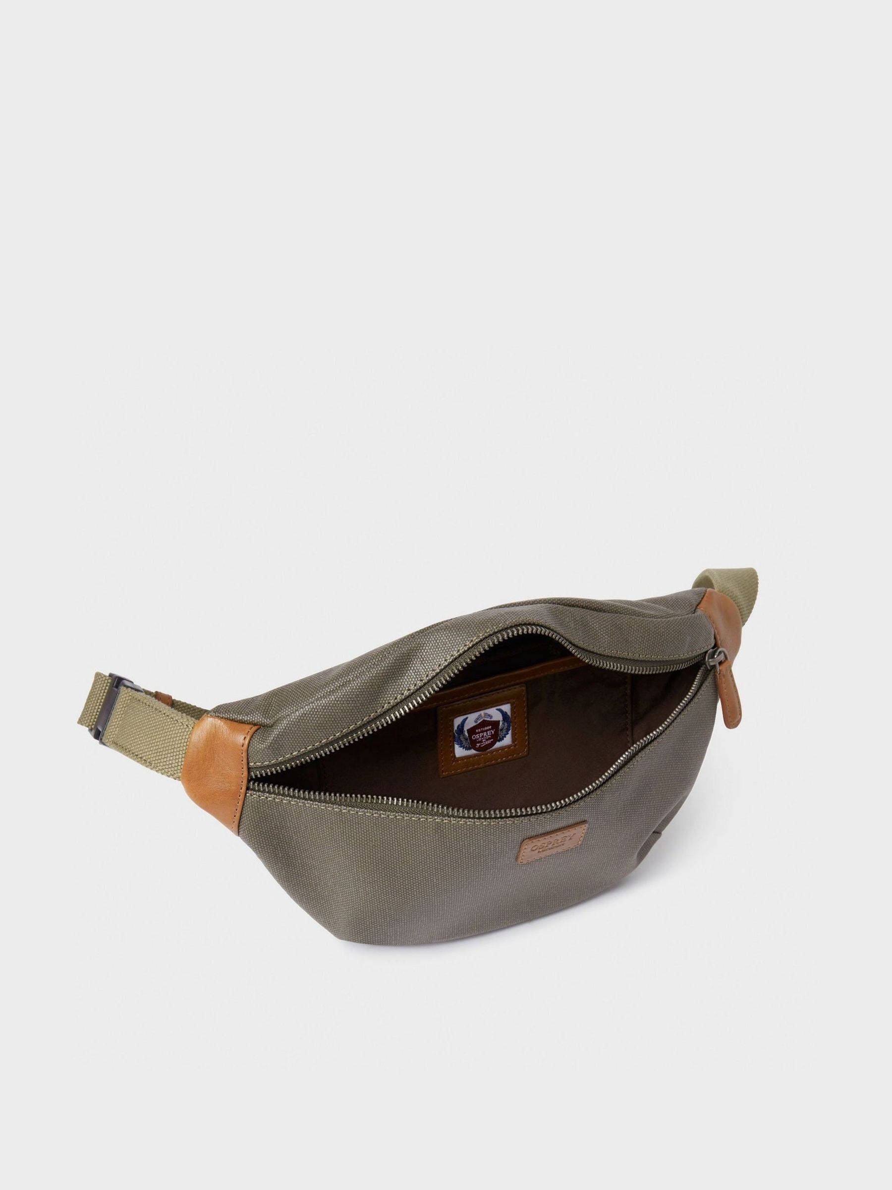 Buy Osprey London Green Grantham Waxed Canvas & Leather Bumbag