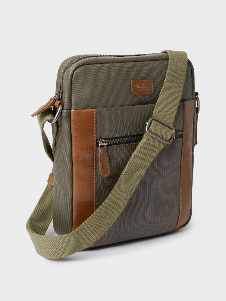 Osprey London The Small Grantham Waxed Canvas And Leather Messenger Bag - Image 2 of 5