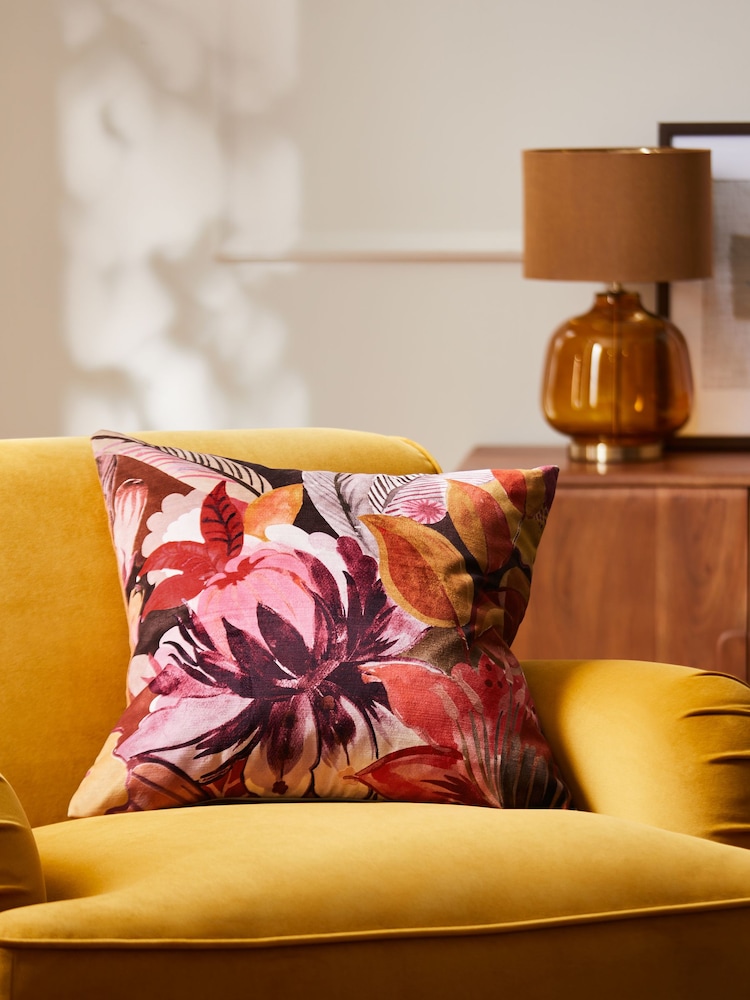 Autumn Floral Velvet Cushion - صورة 1 من 5