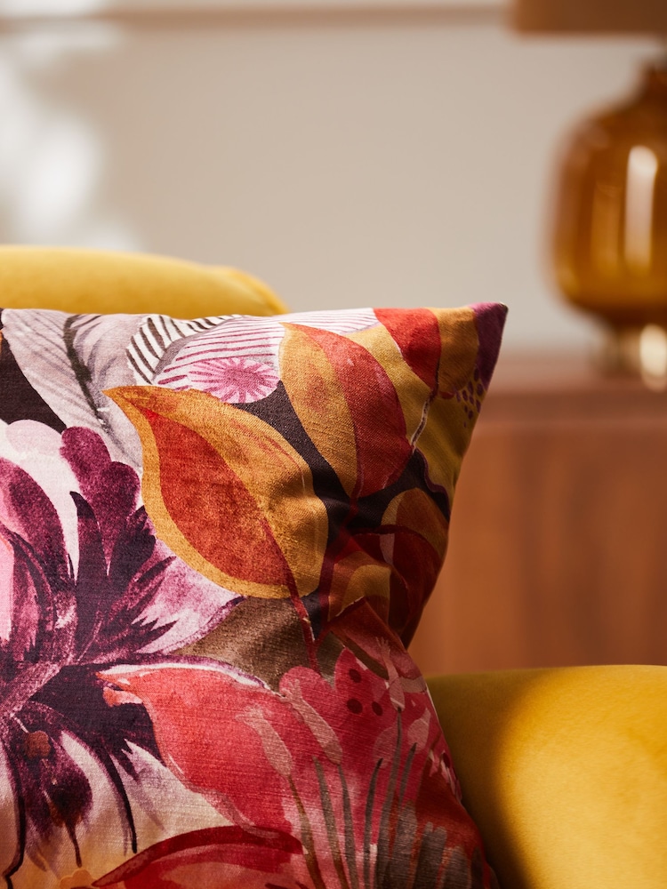 Autumn Floral Velvet Cushion - صورة 2 من 5