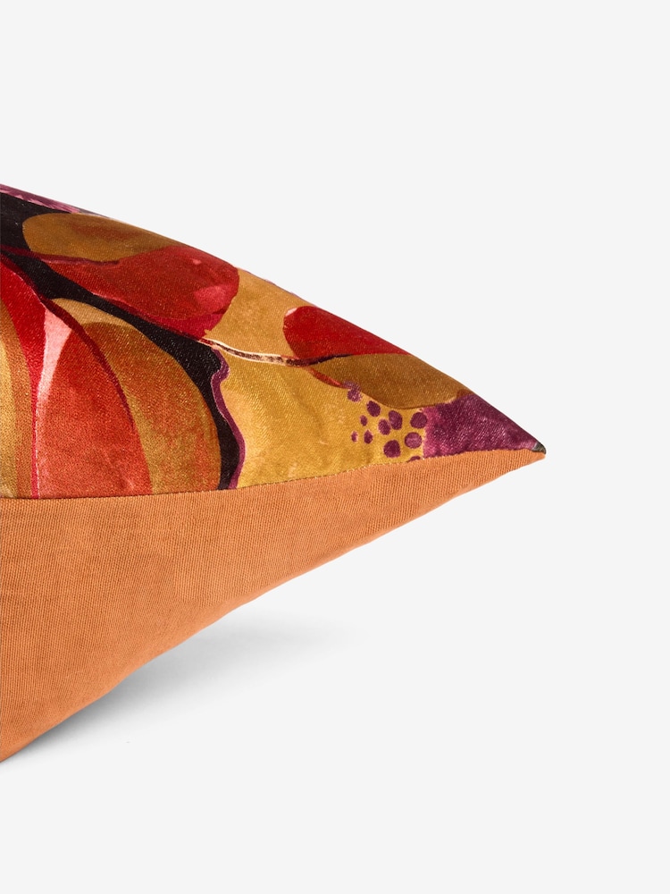 Autumn Floral Velvet Cushion - صورة 5 من 5