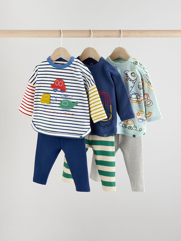 Hell mit Fahrzeugmotiven - Oberteile und Leggings für Babys im 6-teiligen Set - Bild 1 von 1