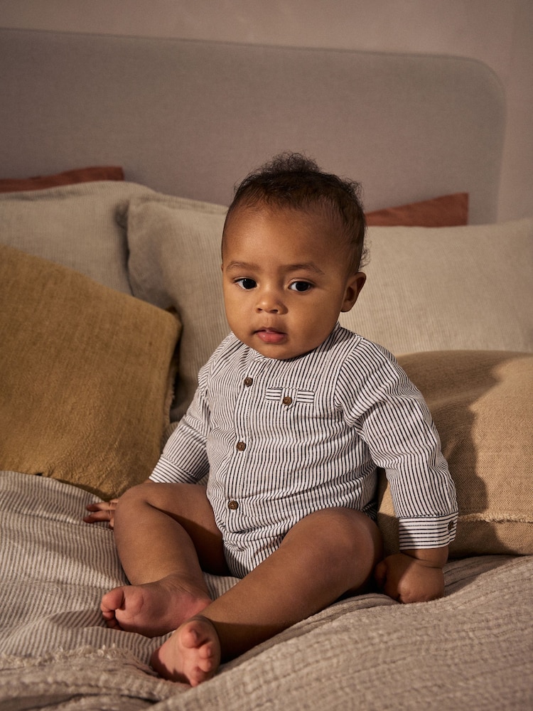 Mono Stripe 100% Cotton Baby Shirt Bodysuit - Image 1 of 12