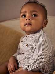 Mono Stripe 100% Cotton Baby Shirt Bodysuit - Image 3 of 12