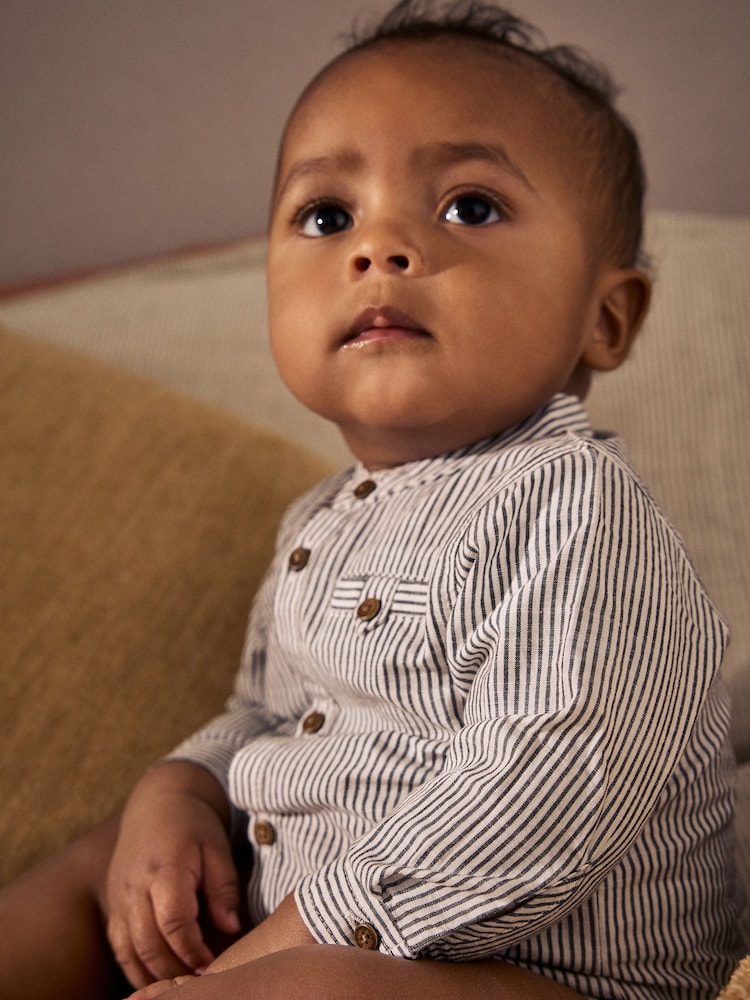 Mono Stripe 100% Cotton Baby Shirt Bodysuit - Image 3 of 12